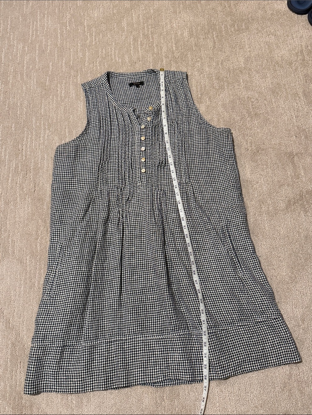 Quince linen gingham check dress, black and white, size large - Picture 11 of 11
